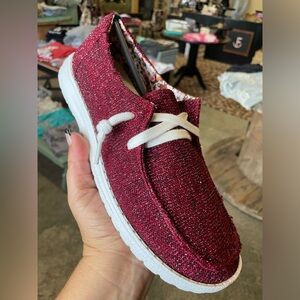 Gypsy Jazz Red Glitter Flats